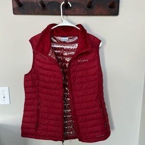 Columbia omni heat puffer vest red womens
